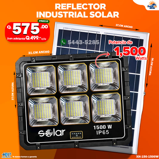 Reflector Industrial Solar de 1,500 Watts, Resistente y Práctico 💪🔆🌞✨🔦