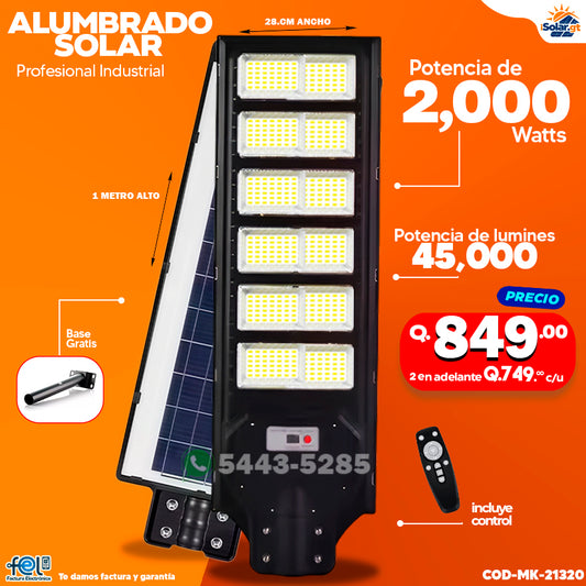 Alumbrado Solar de 2,000 Watts ⚡