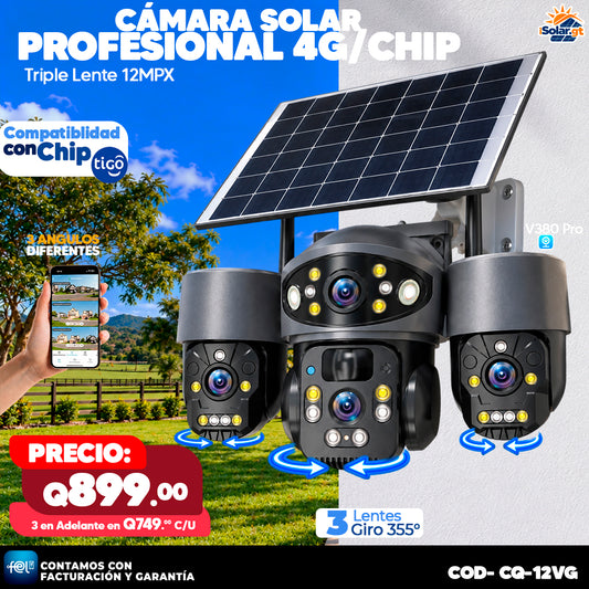 Cámara Solar Triple Lente 12MPX 4G ☀️