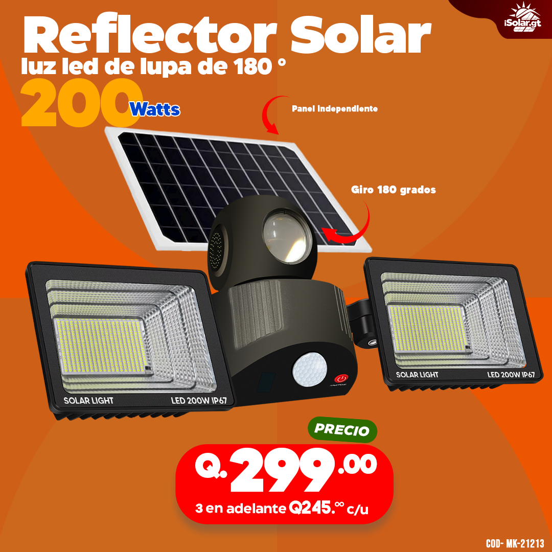 Reflector Solar con luz led de lupa 180°