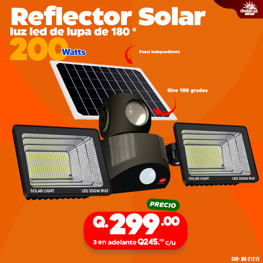 Reflector Solar con luz led de lupa 180°