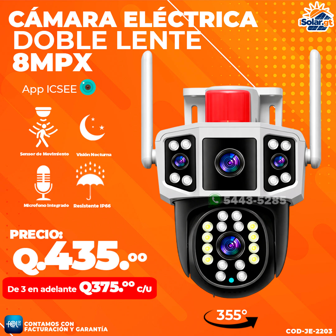 Cámara Wi-fi Doble Lente 8MPX 🌙🌙