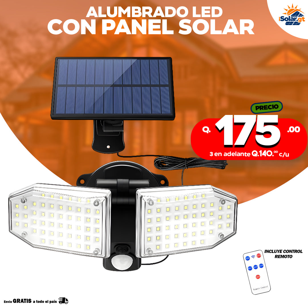 Alumbrado Led con panel solar con cable de 5 mt