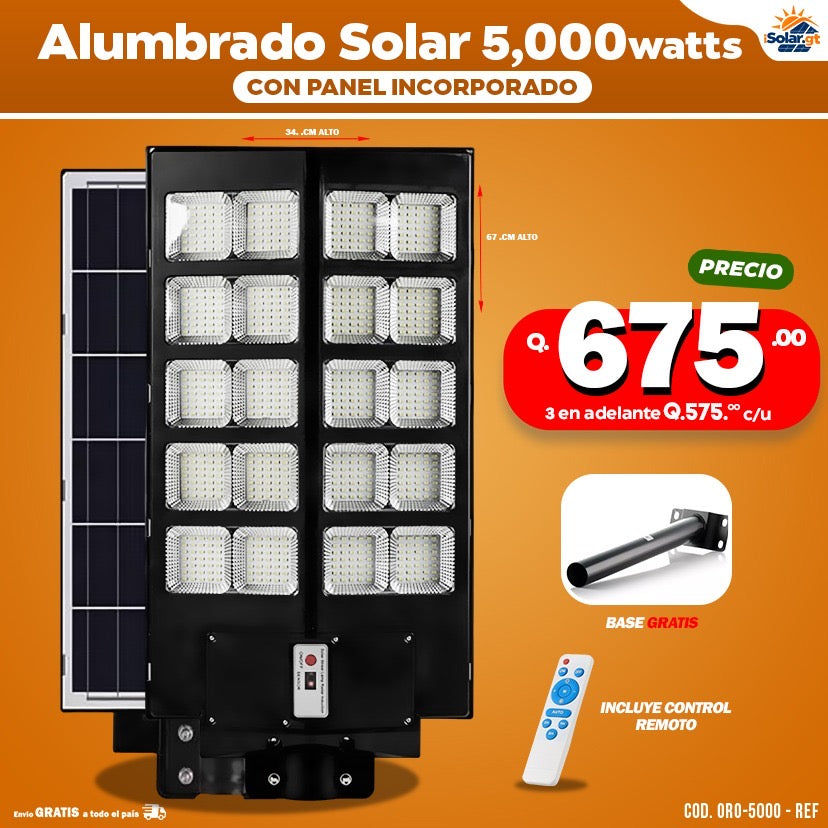 Alumbrados Solares Profesionales Industriales con Panel solar 5,000 Watts