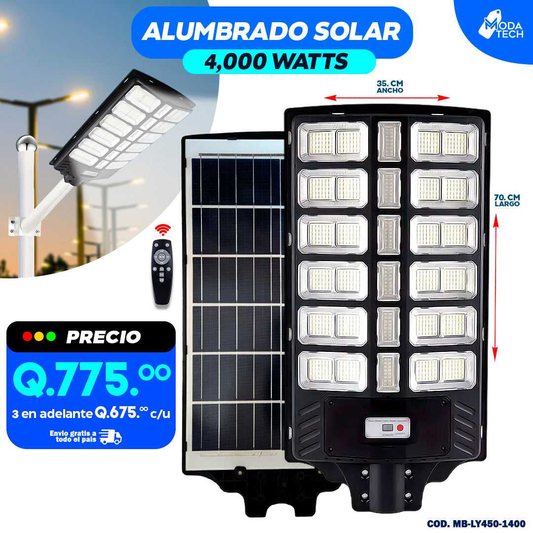 Alumbrados Solares Profesionales Industriales con Panel solar 4000 watts