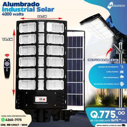 Alumbrados Solares Profesionales Industriales con Panel solar 4000 watts