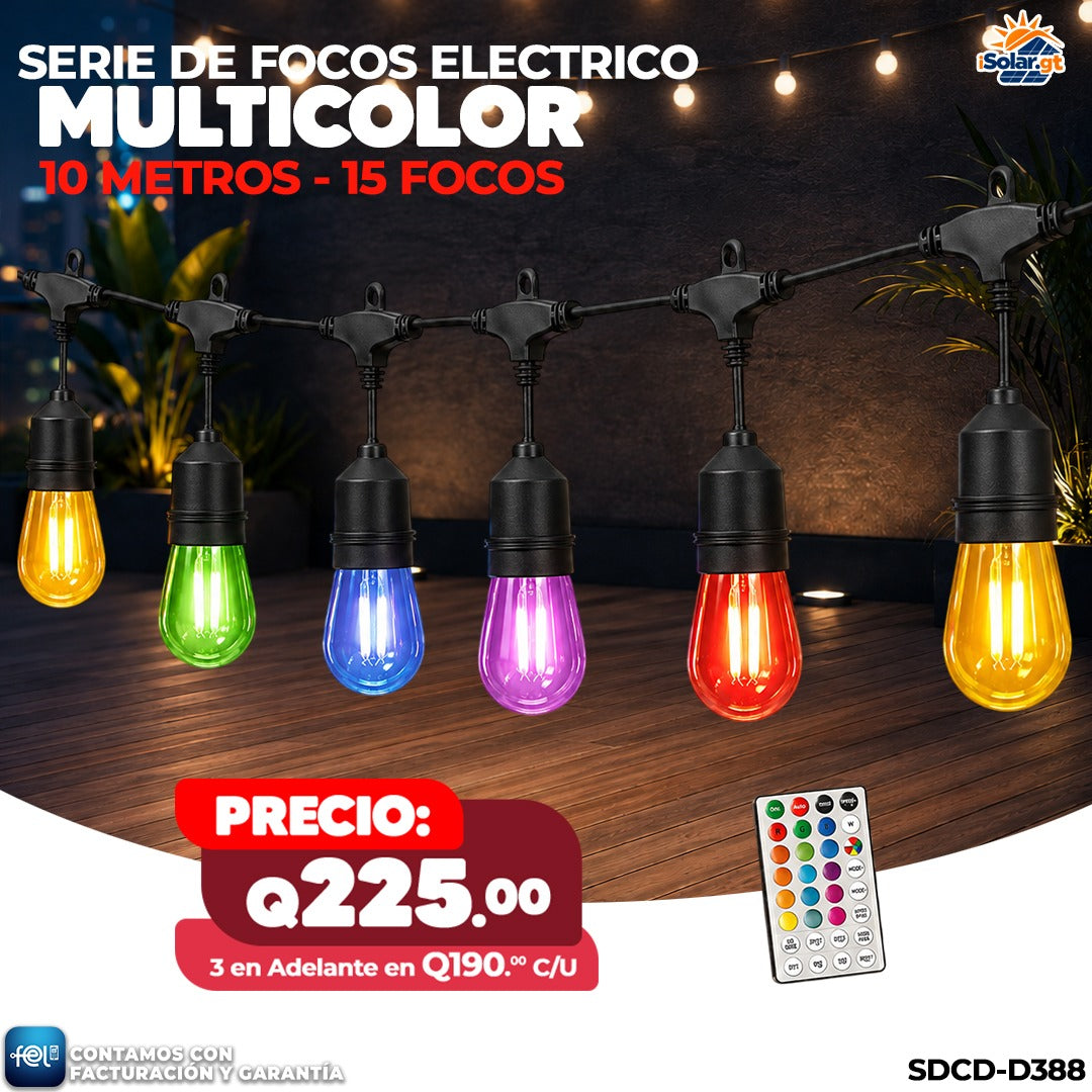🌈💡 Serie de Focos Electricos 15 focos - 10 metros 💡🌈