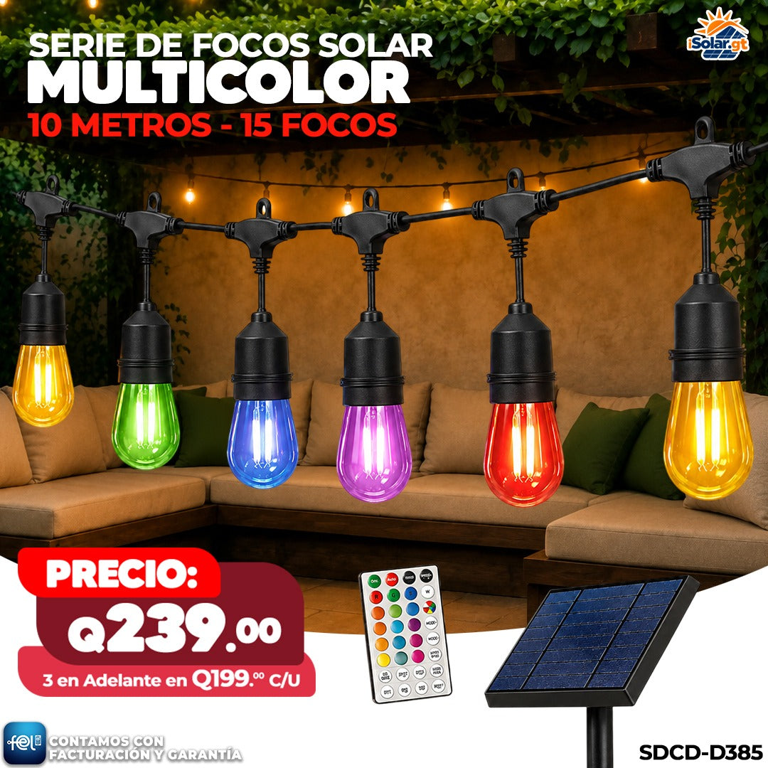 🌈💡 Serie de Focos Solares 15 focos - 10 metros 💡🌈